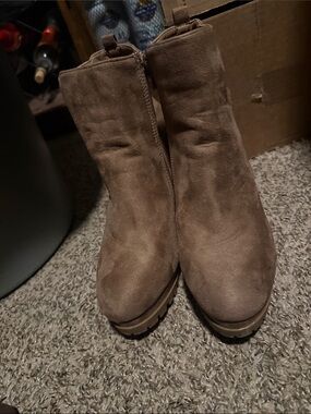 SHEIN Brown Suede Ankle Booties